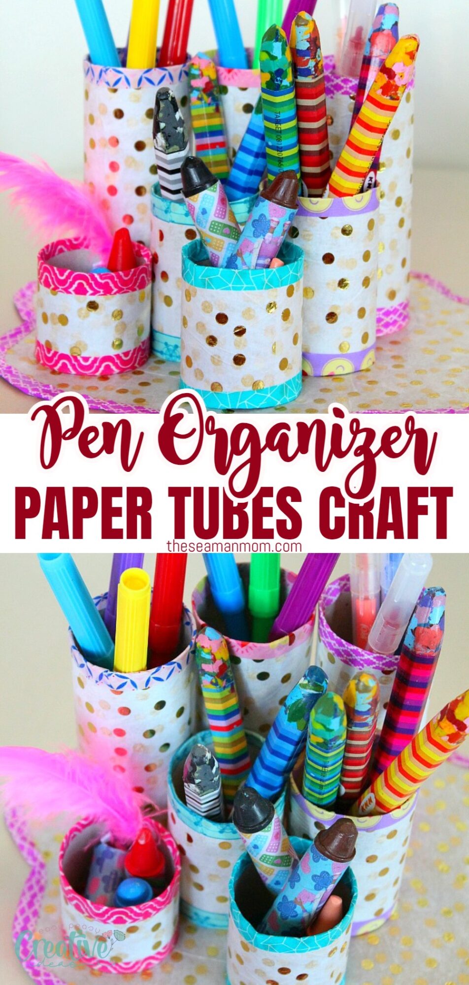 Declutter and organize your stationery supplies creatively with a DIY pen organizer from toilet paper rolls. 