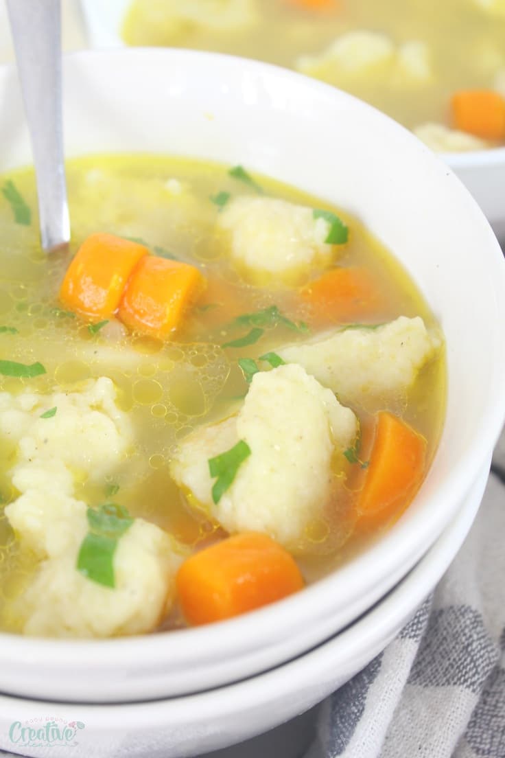 Semolina chicken dumplings soup