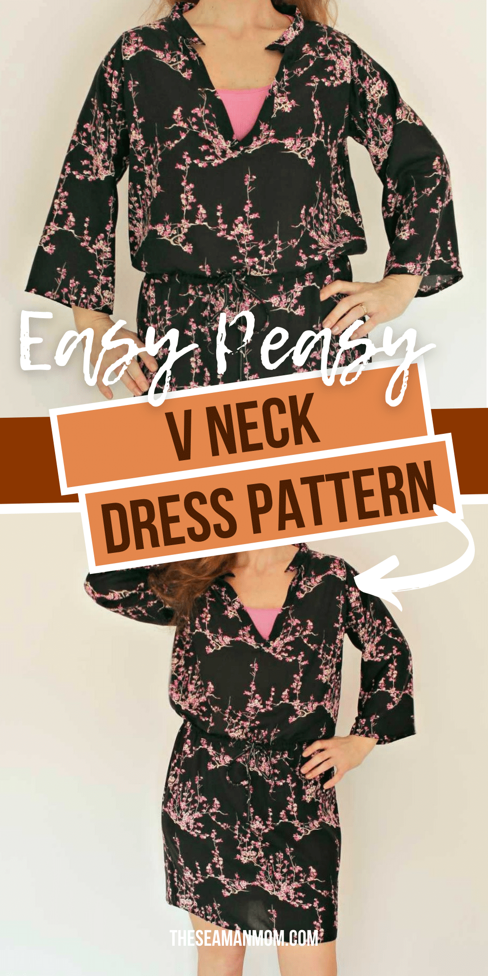 Take the plunge and make yourself a cute and  comfy dress with this v neck dress pattern! Simple and easy to make, this adorable neck floral dress is great for spring and summer as it’s made with lightweight fabric!

 via @petroneagu