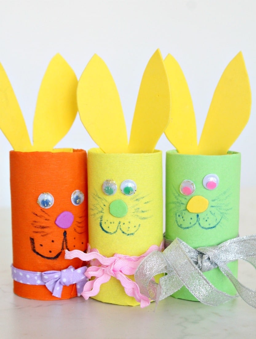 Adorable and easy Easter bunny toilet paper roll craft you’ll love making with the kiddos