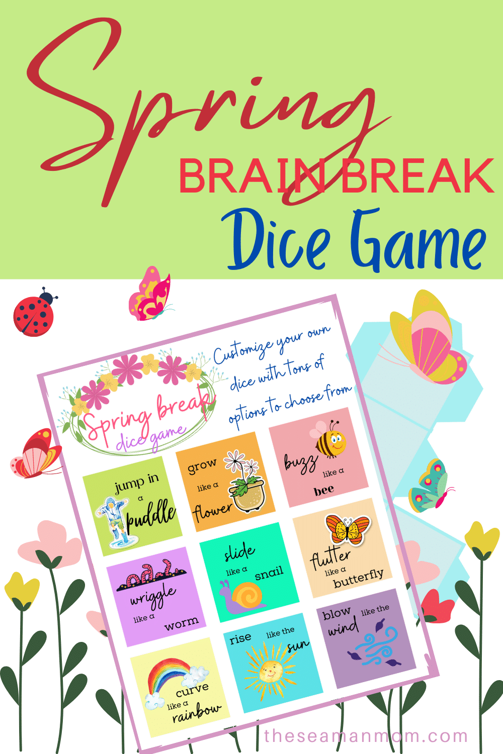 Super fun and easy Spring Break dice game you need to play with your kids – free printable PDF