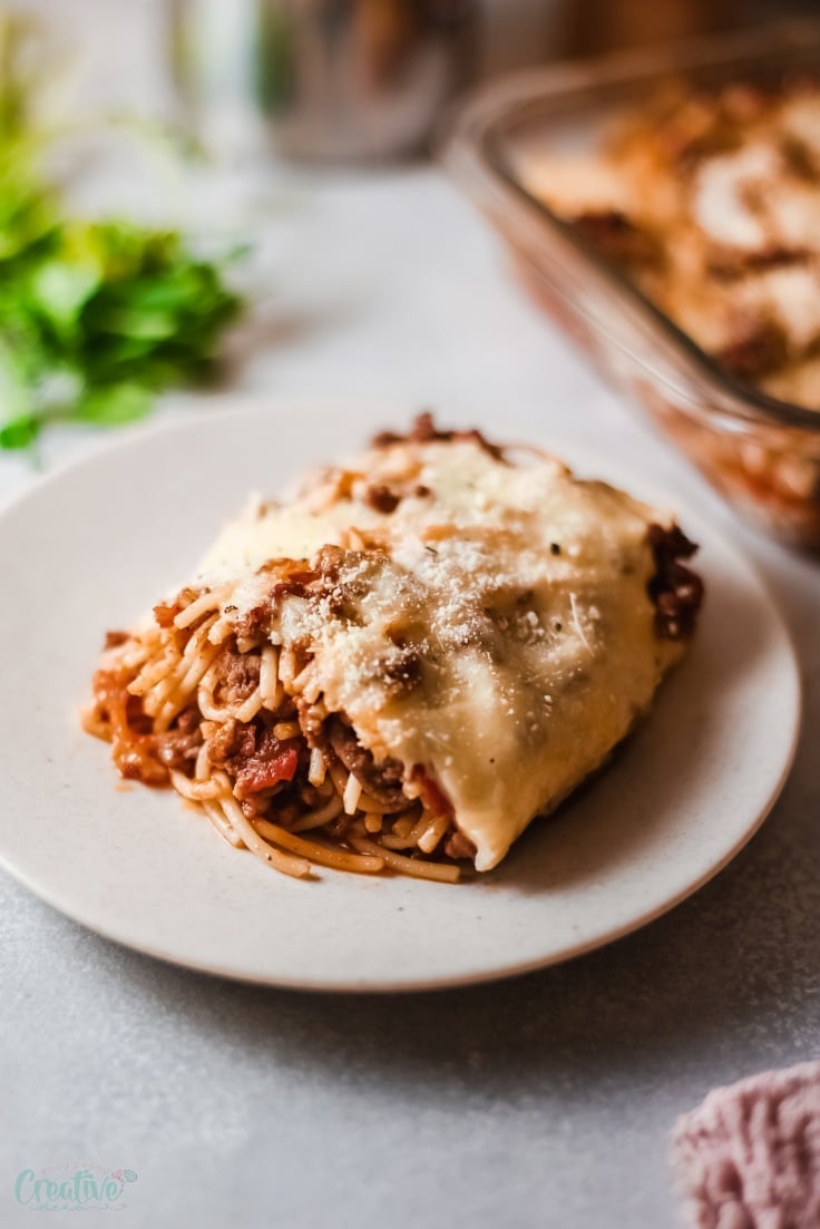 This is the best easy cheesy baked spaghetti that everyone will love