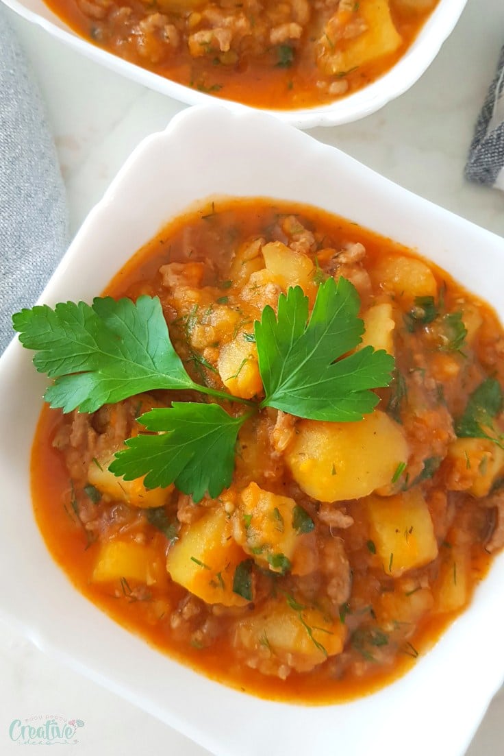 Ground beef and potato stew