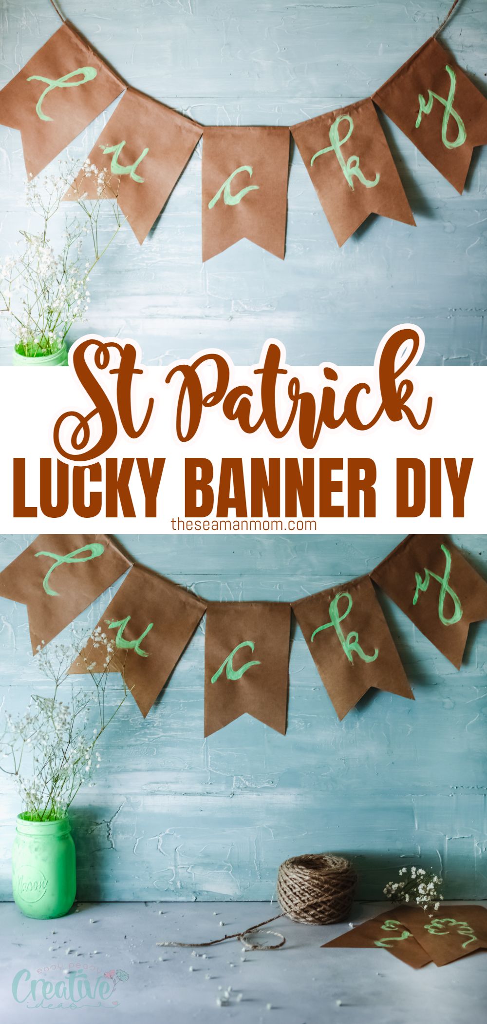 Add some luck to your home with this St Patrick’s day banner! A fun, little easy project perfect to decorate your home or any party you plan on hosting! Best of all? Kids can help or create their own! via @petroneagu