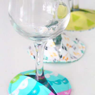 These adorable fabric coasters are the perfect slippers for your wine glass