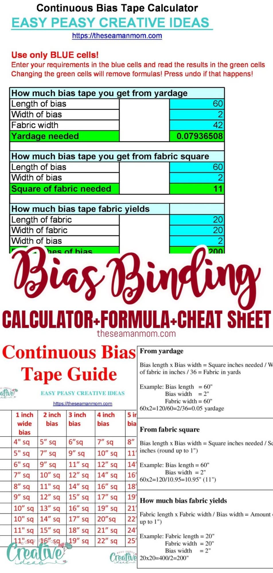 Bias calculator with formula and cheat sheet