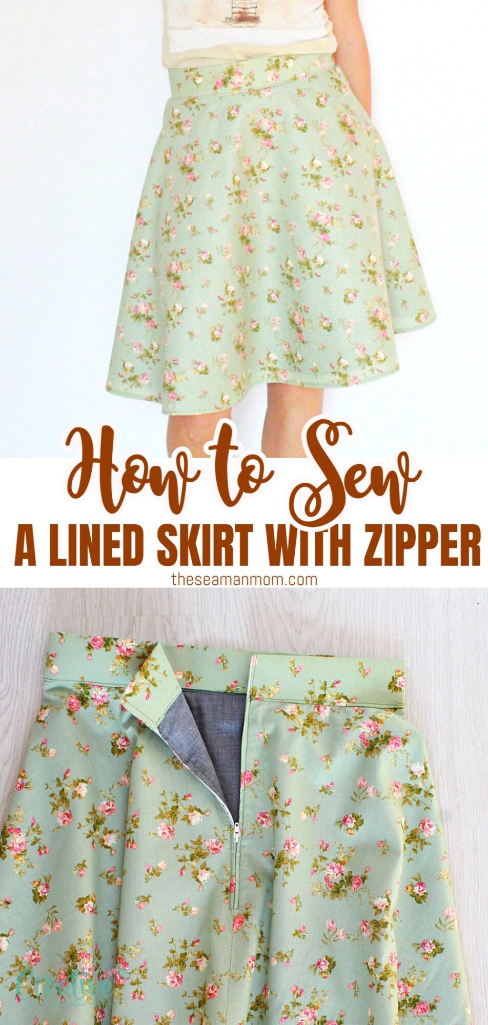 Learn how to sew a lined skirt with a zipper and easily create a custom knee-length skirt without a pattern for a delightful sewing experience.