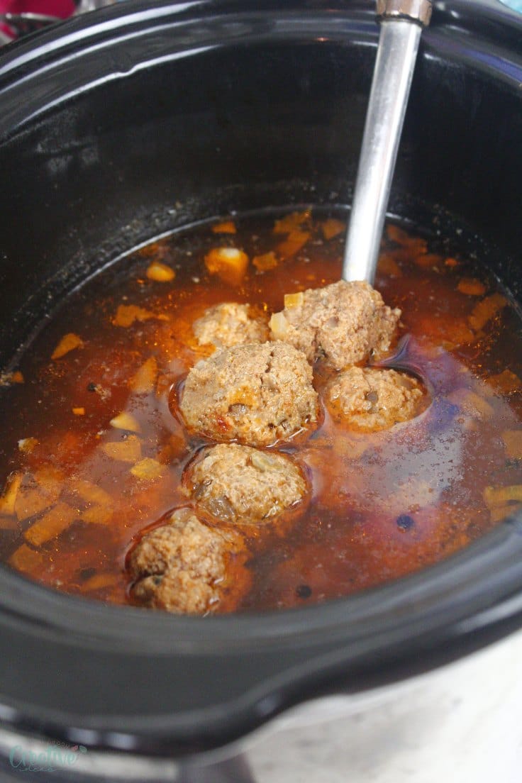 Meatballs in slow cooker in sauce