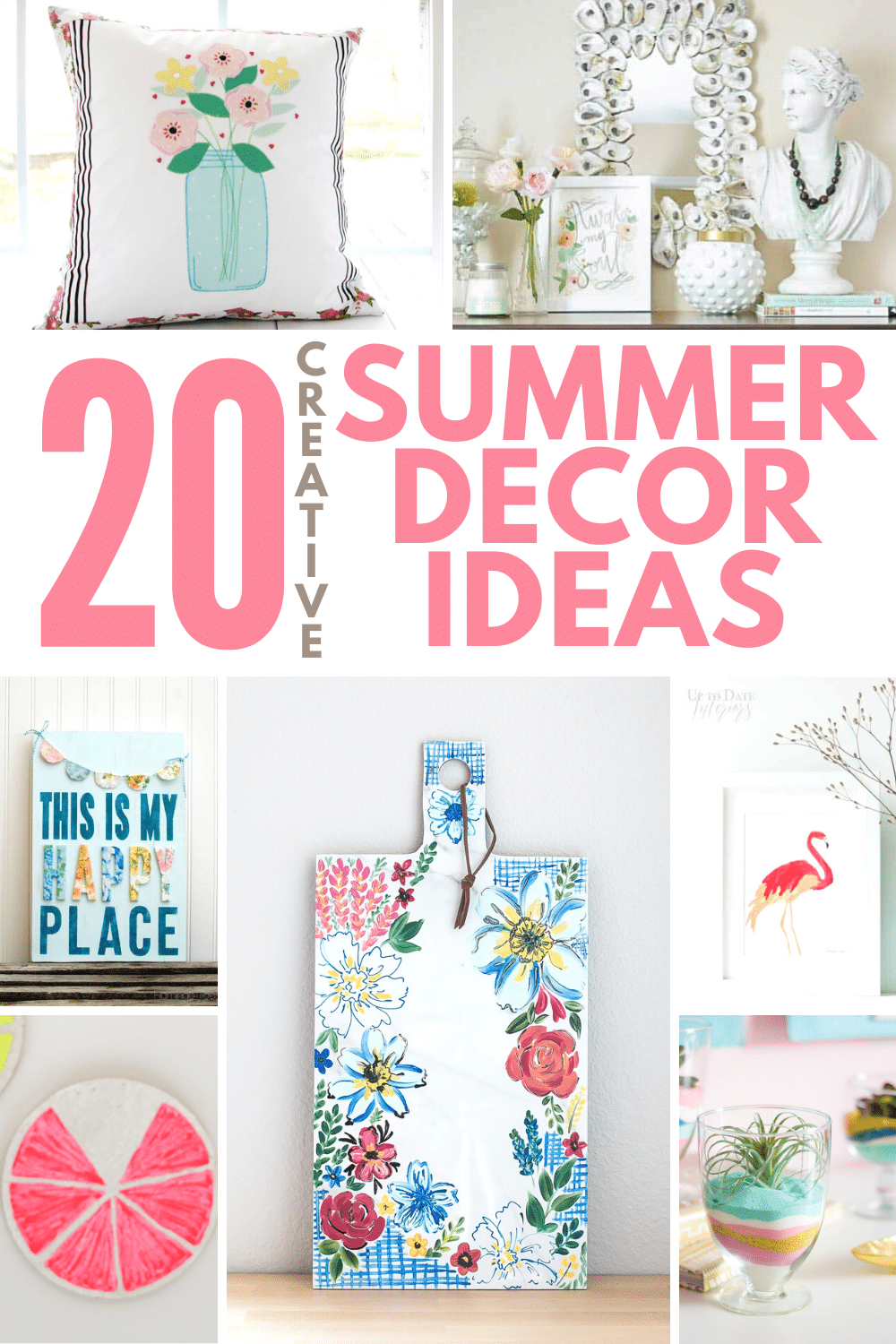 Photo collage of summer decor ideas to make for home