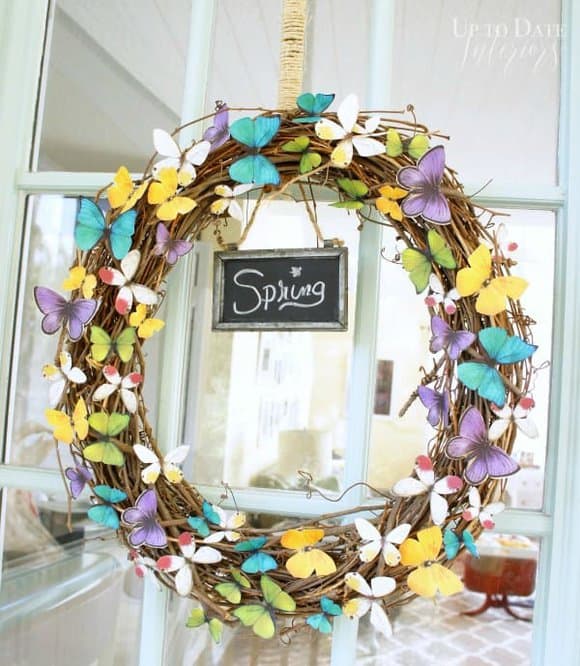 Image of summer wreath made with paper butterflies