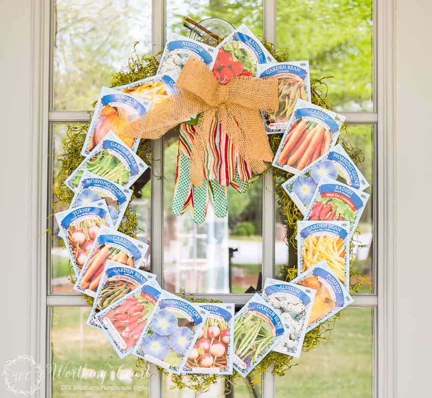 Image of summer wreath in gardening theme