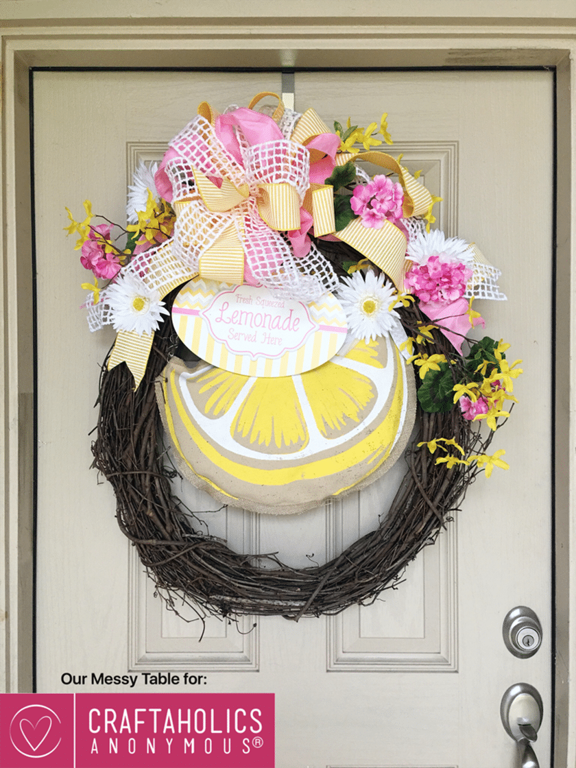 Image of lemonade themed DIY summer wreath