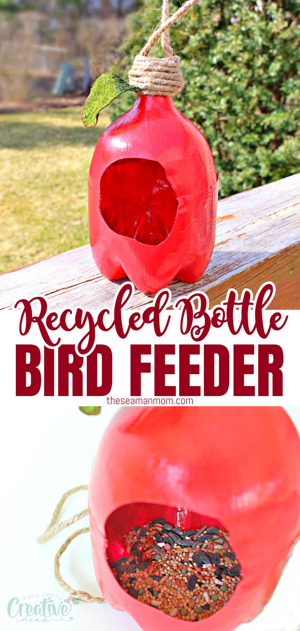 Get the birds to flock around your garden this spring and summer when making this adorable plastic bottle bird feeder! A great way to upcycle while having fun with the kiddos! via @petroneagu