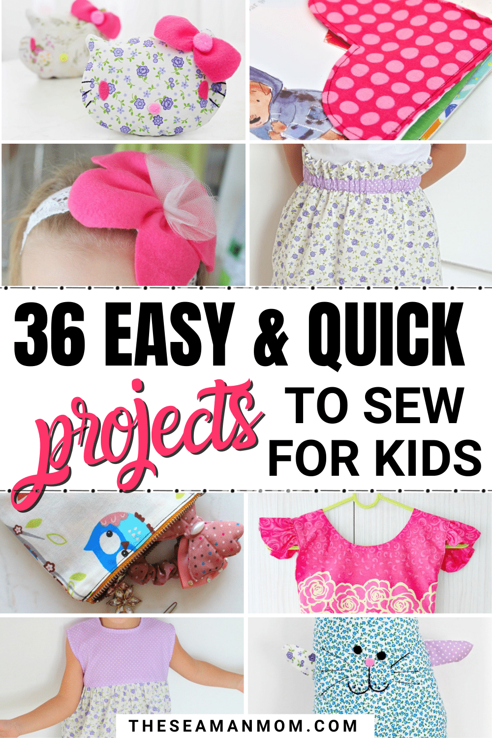 Photo collage with sewing for kids projects