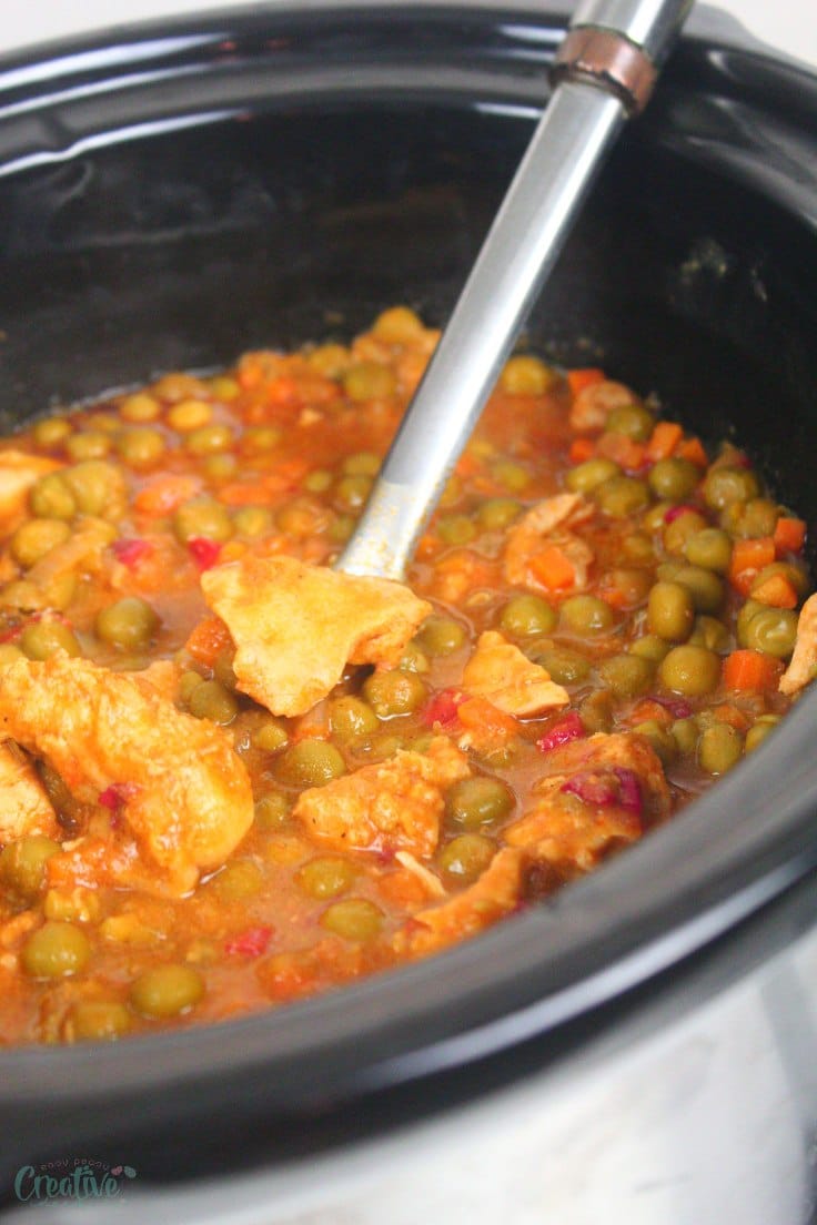Image of chicken vegetable stew cooked in a slow cooker