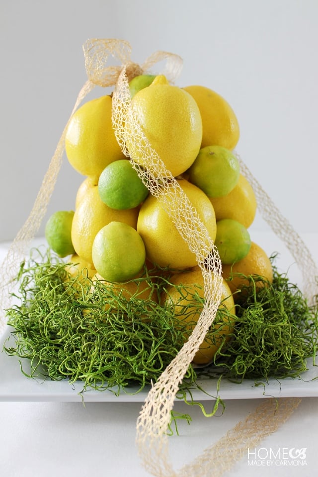 Lovely Citrus Topiary Centerpiece summer table decor