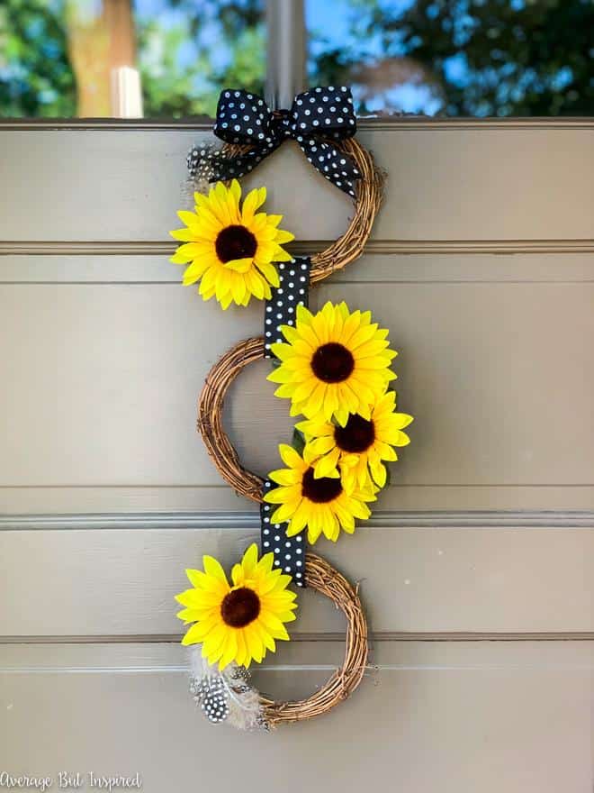 DIY Dollar Tree Sunflower Wreath summer door decor