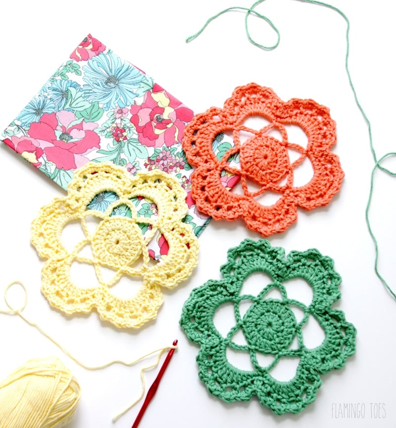 Crochet doily flower craft