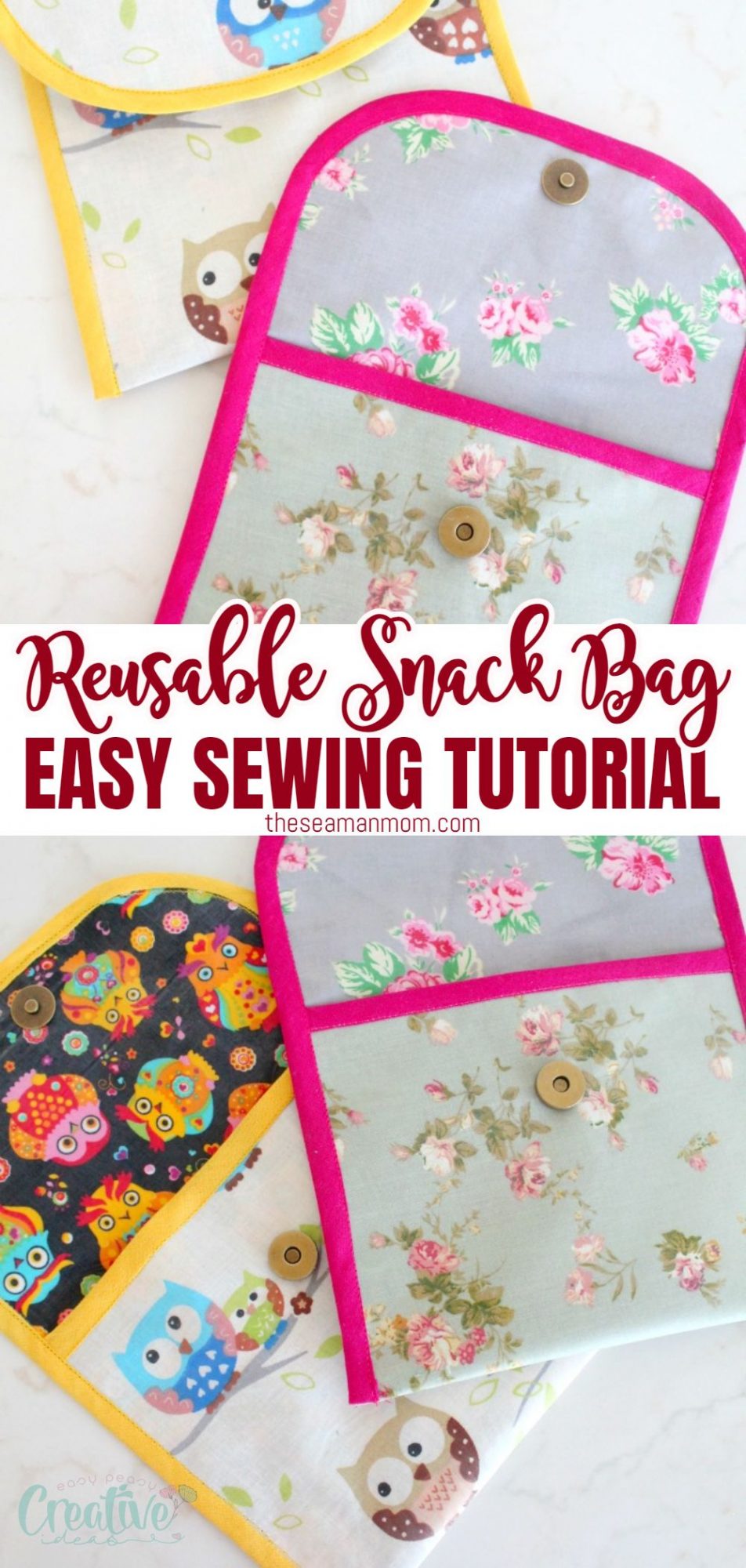 Simple DIY Reusable Fabric Snack Bags - Bite Sized Biggie