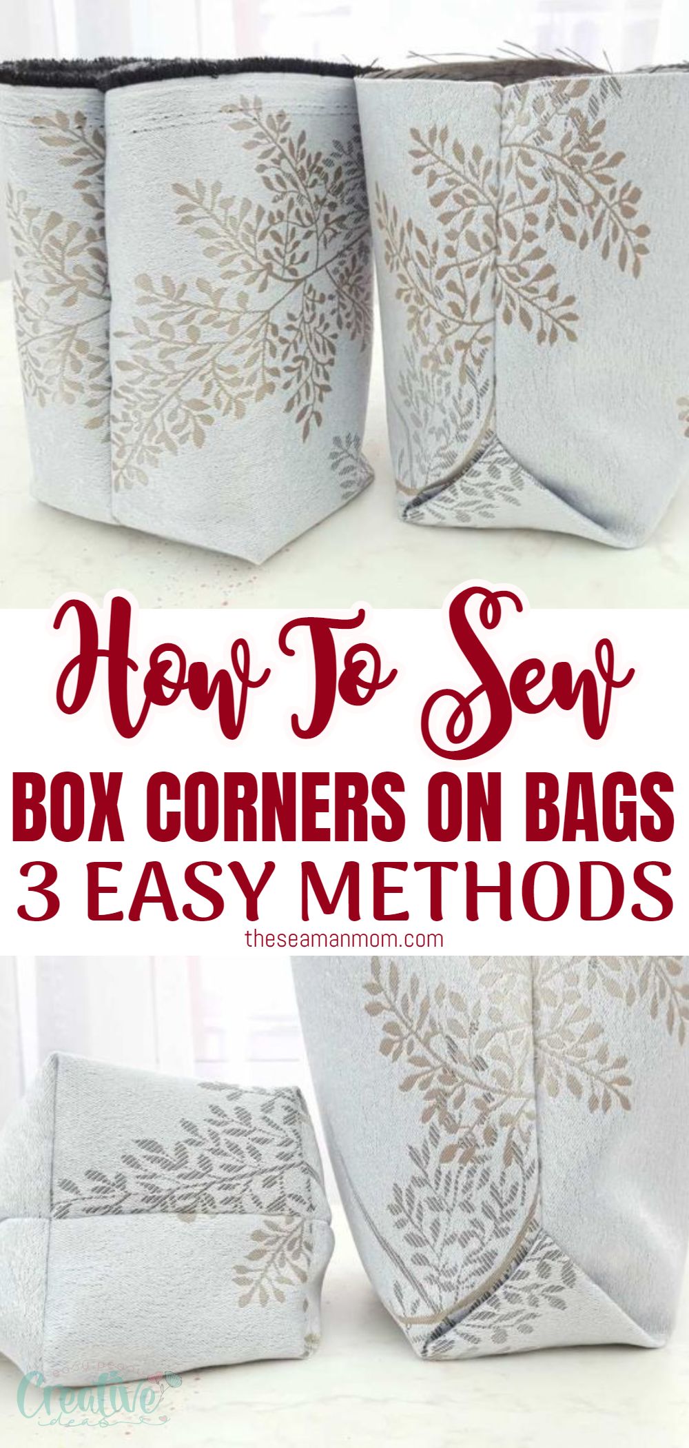 Wondering how to give design, shape and volume to all your bags? Simply create a flat bottom! Here you'll learn 3 easy peasy ways for sewing box corners! via @petroneagu