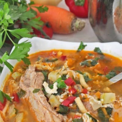 PORK RIB SOUP with vegetables and noodles