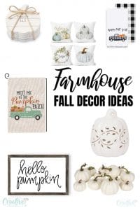 Photo collage of farmhouse fall décor ideas to add to your home