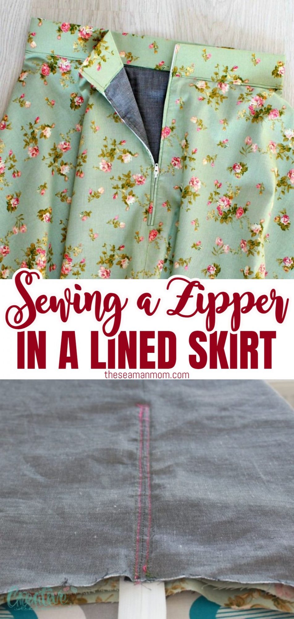 Hw to sew a zipper on a skirt with lining