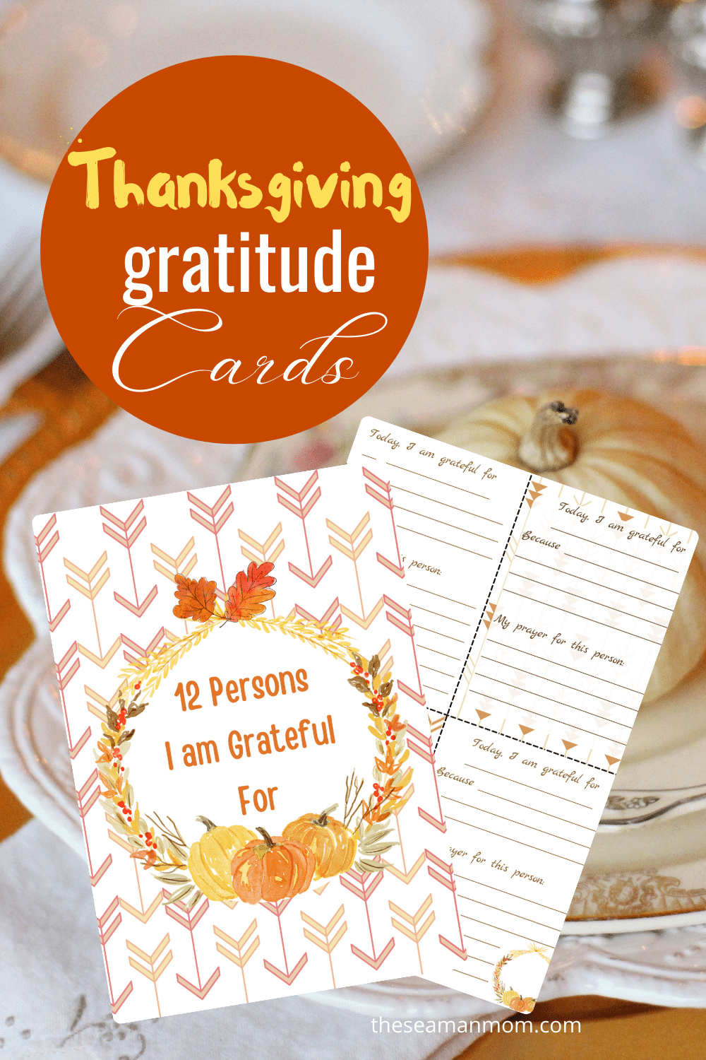 Printable Thanksgiving cards for 12 people I am grateful for