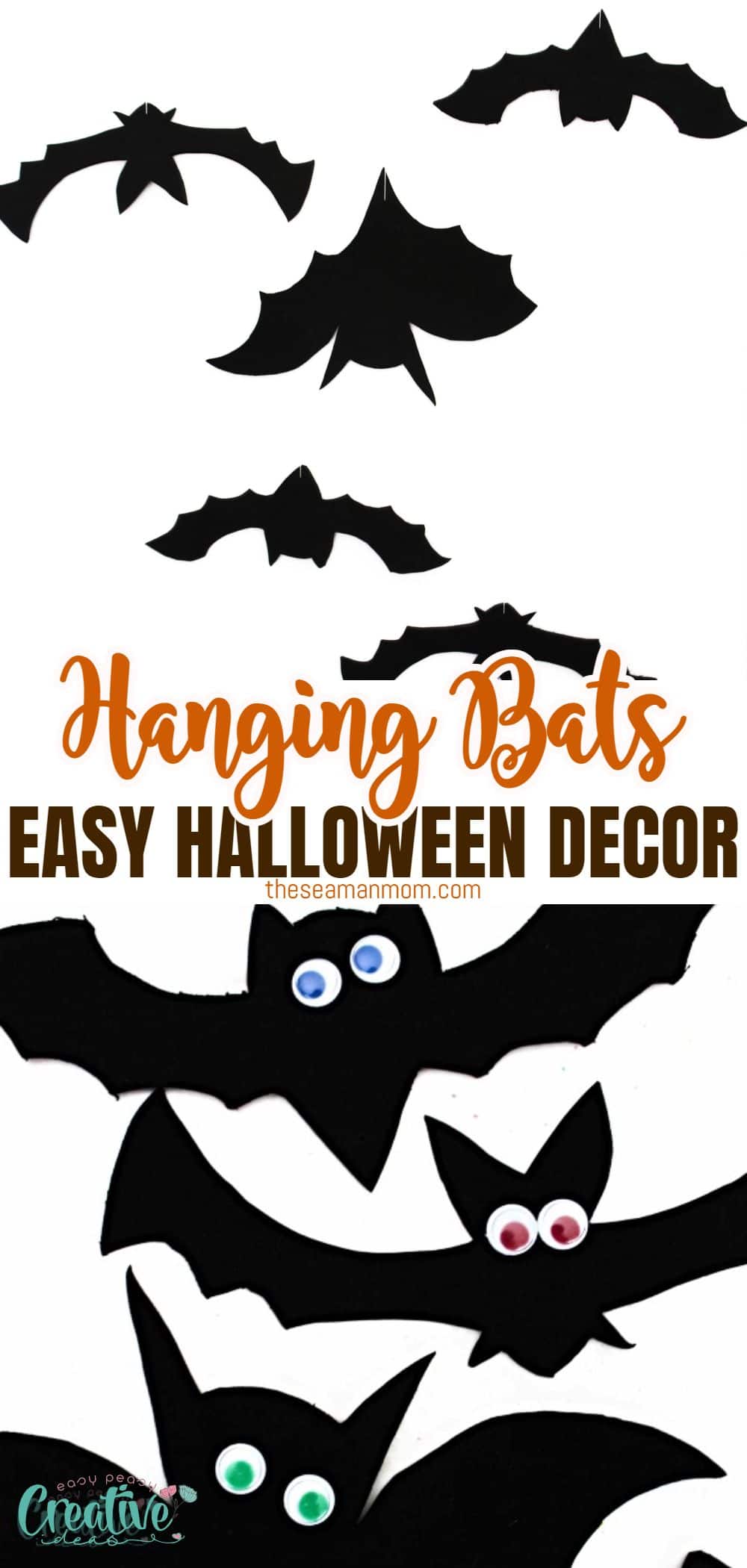 This Halloween, wow your guests and trick-or-treaters with some amazing hanging bat! This easy peasy Halloween bat decor is cute but spooky and frightfully fun enough to keep the kids excited about Halloween!  via @petroneagu