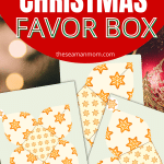 Photo collage of printable box template for Christmas