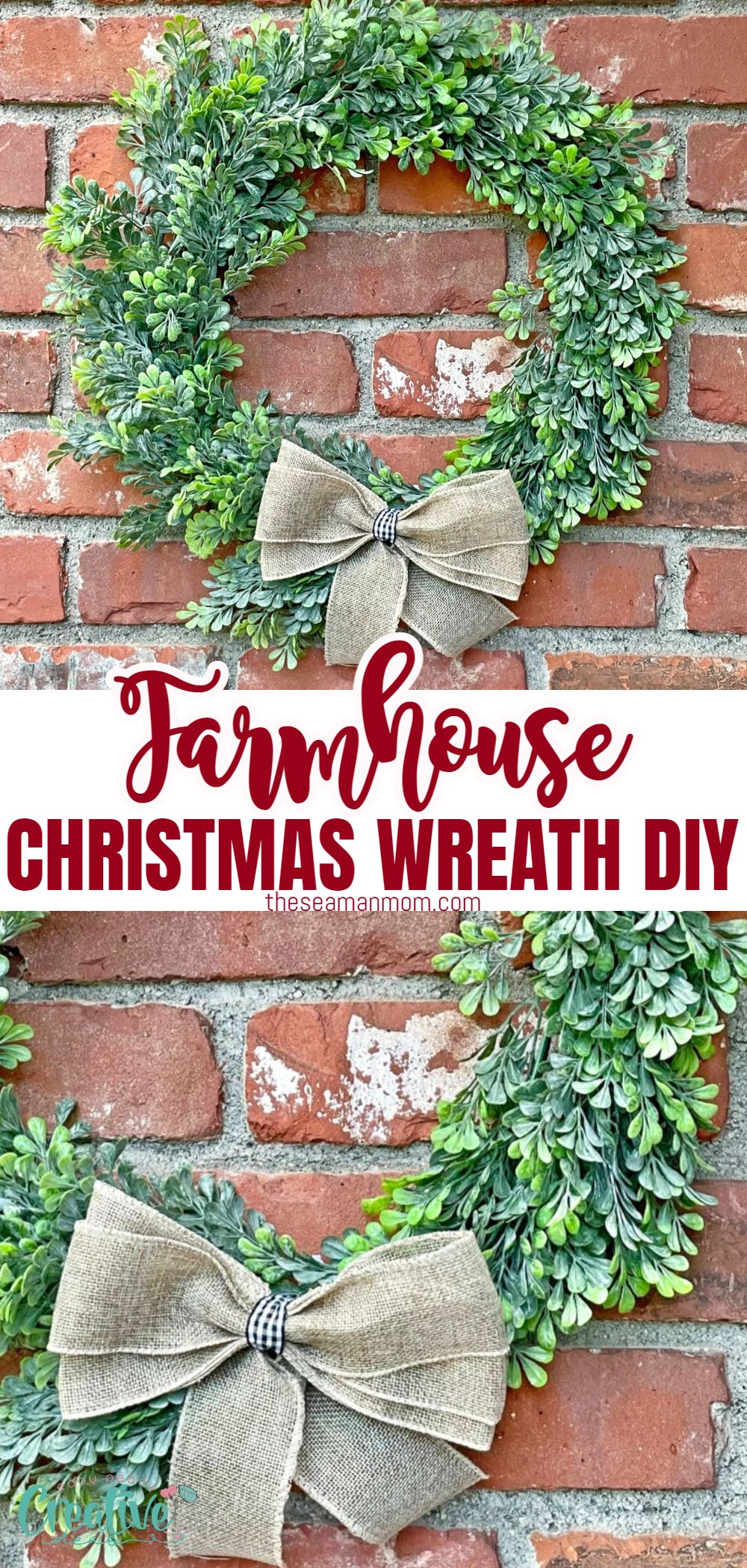 Boxwood wreaths are one of my favorite ways to add farmhouse charm to my front door during the holidays. But there’s no reason to spend a fortune on a real boxwood wreath when you can make your own at home for $10! Using supplies from Wal-Mart and Dollar Tree, make your own DIY Christmas wreath for a fraction of the price of a real one using this easy tutorial. via @petroneagu