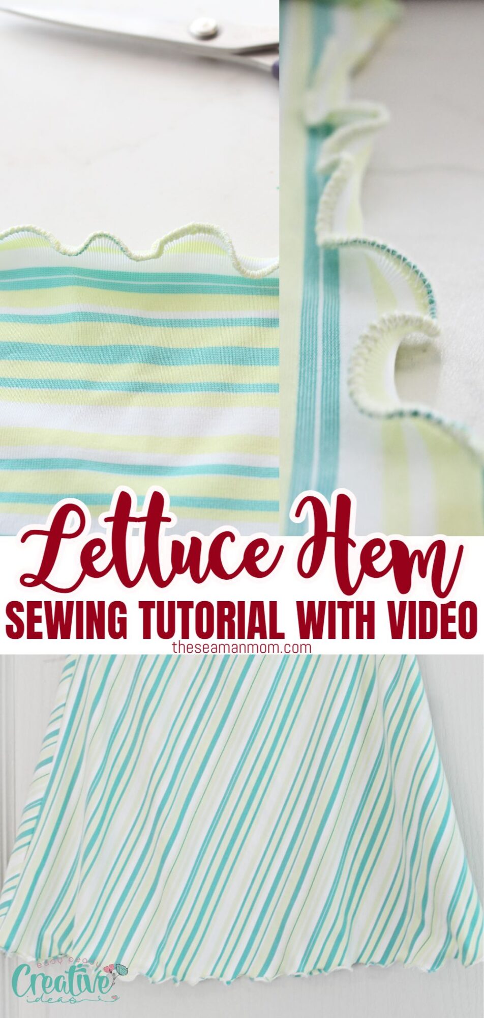 Lettuce hem sewn on a knit skirt