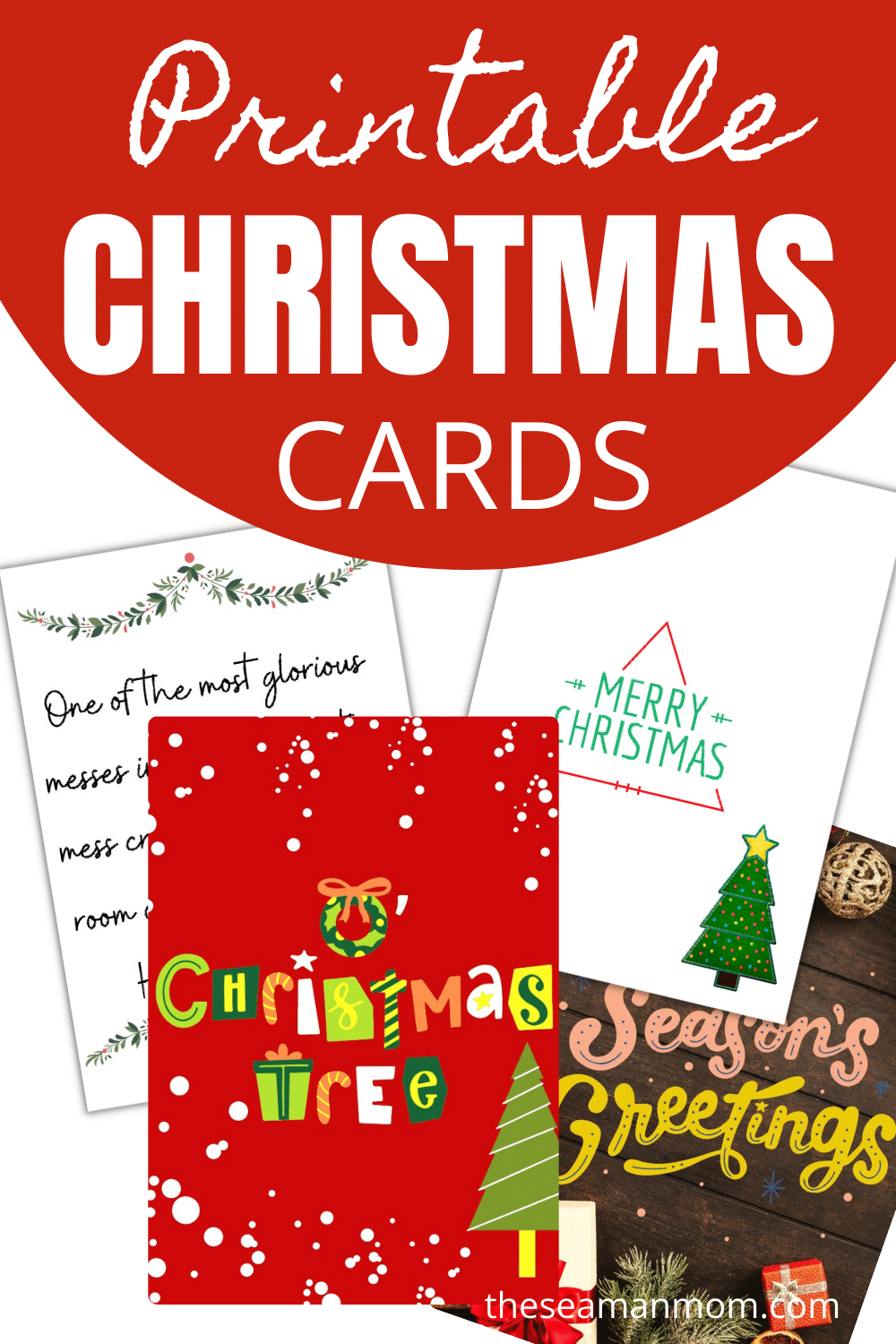 Photo collage of printable Christmas cards