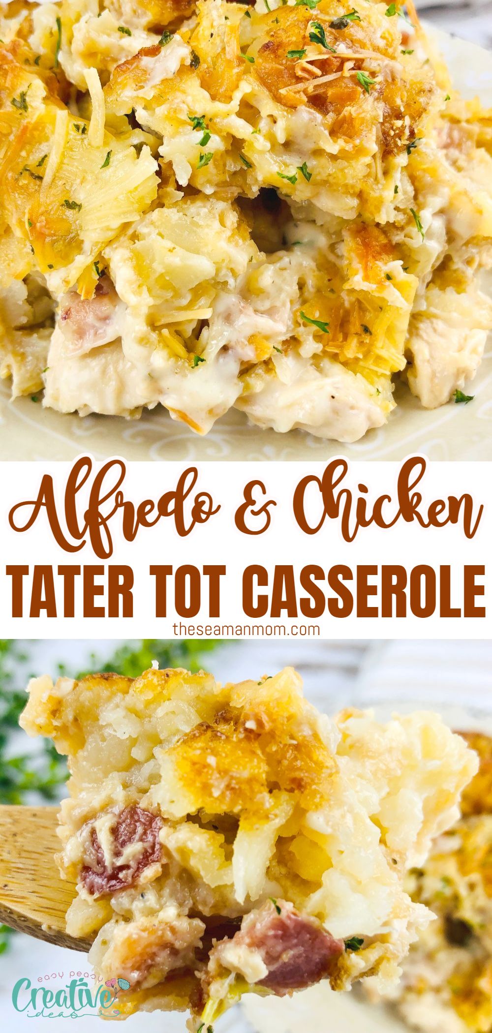 This easy cheesy CHICKEN TATER TOT CASSEROLE makes comfort food even more convenient! A delicious weeknight dinner that is loved by children and adults alike.  via @petroneagu