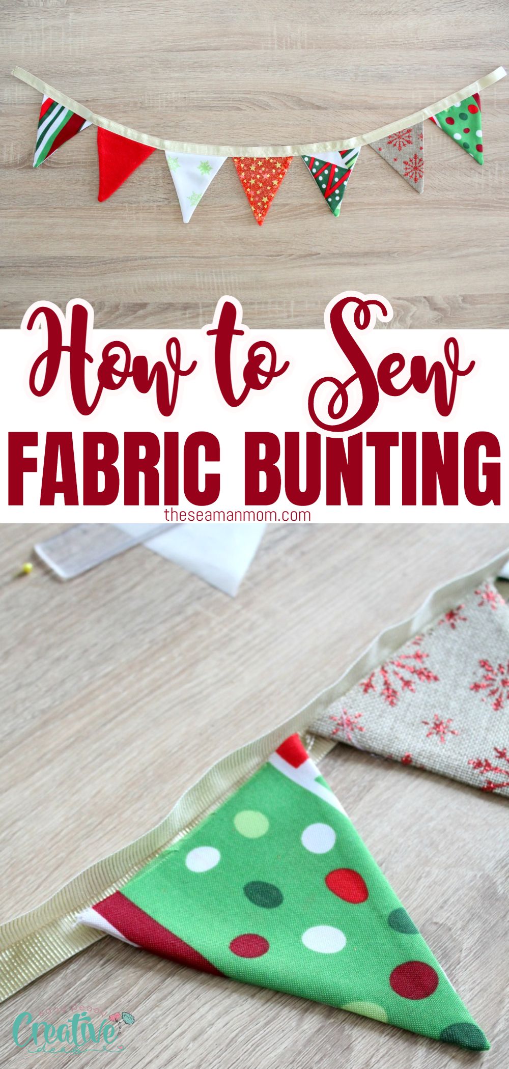 With endless color choices, Christmas fabric buntings are an excellent way to add color and texture to a room, the easy and quick way. Make your own DIY Christmas bunting in just a few steps with this easy fabric bunting tutorial. via @petroneagu