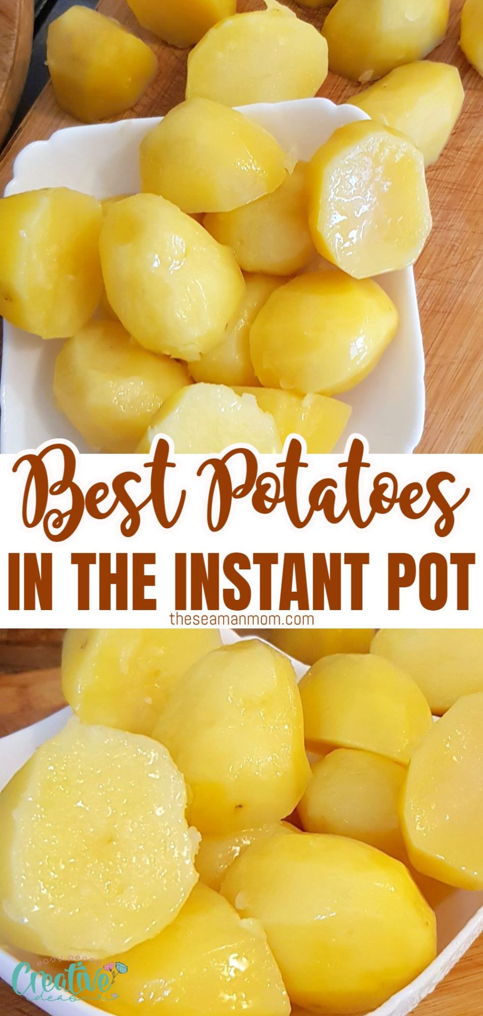 Photo collage of Instant Pot potatoes
