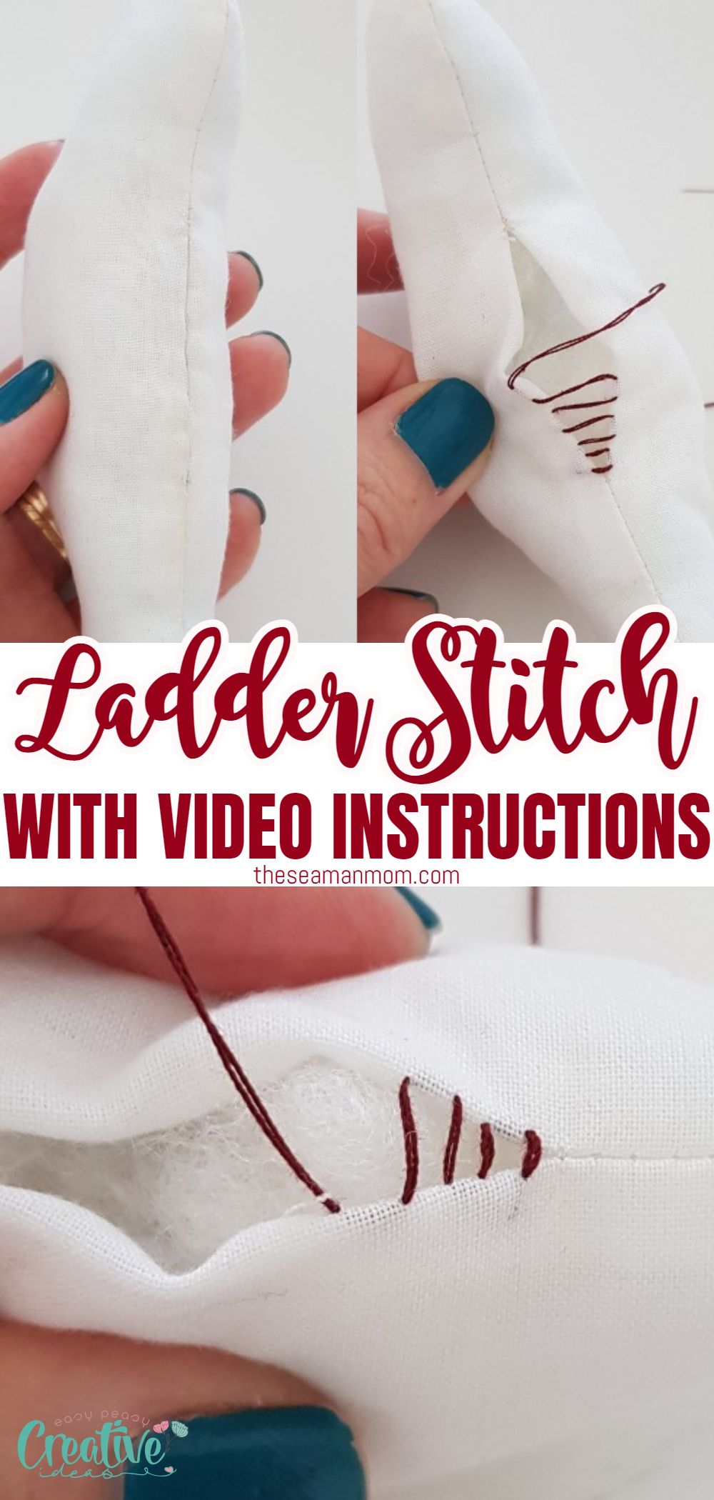 Learn how to do an invisible hand stitch, also known as slip stitch or blind stitch with this super easy ladder stitch tutorial. This hand-sewing technique is super simple to stitch, and with just a tiny bit of practice, it gives a neat, tidy seam every time! via @petroneagu