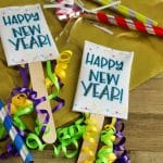 A couple of noise makers handmade from toilet paper rolls, for New Years Eve party