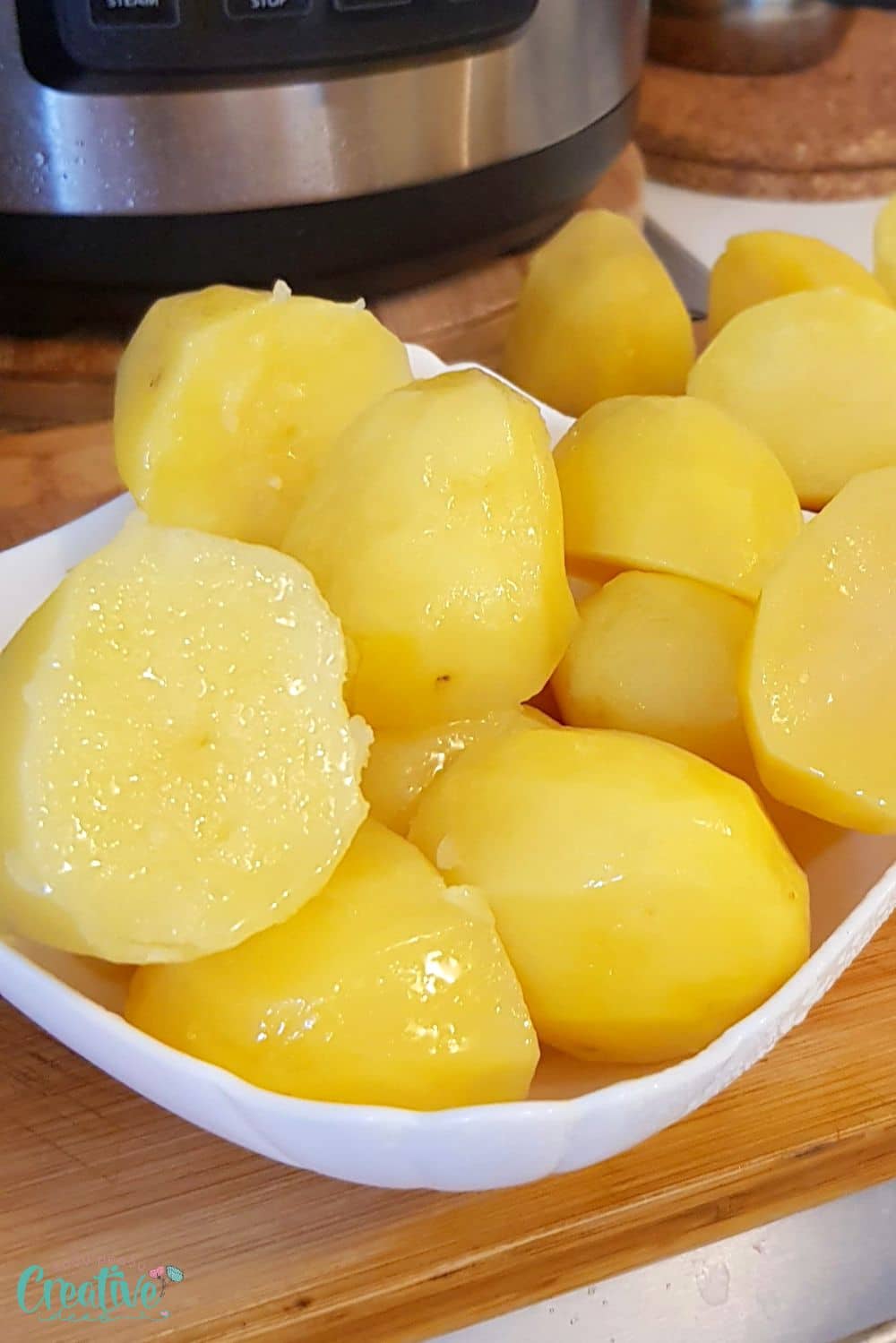 Close up image of potatoes in Instant Pot