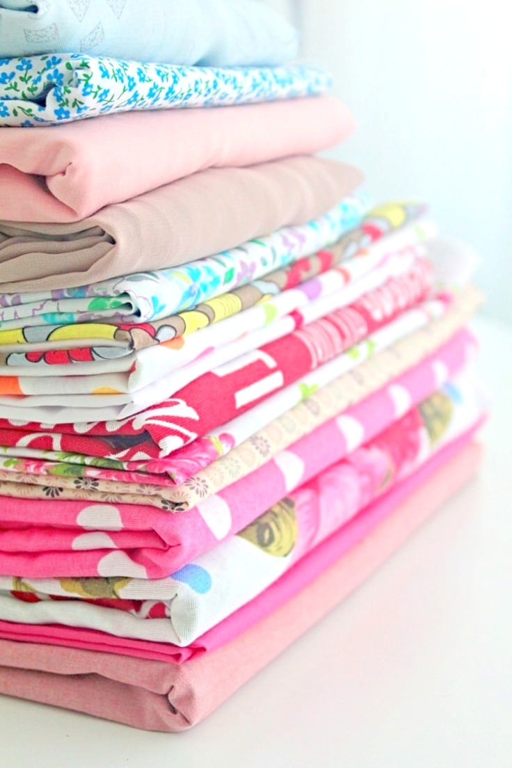 Stack of fabrics from online shops