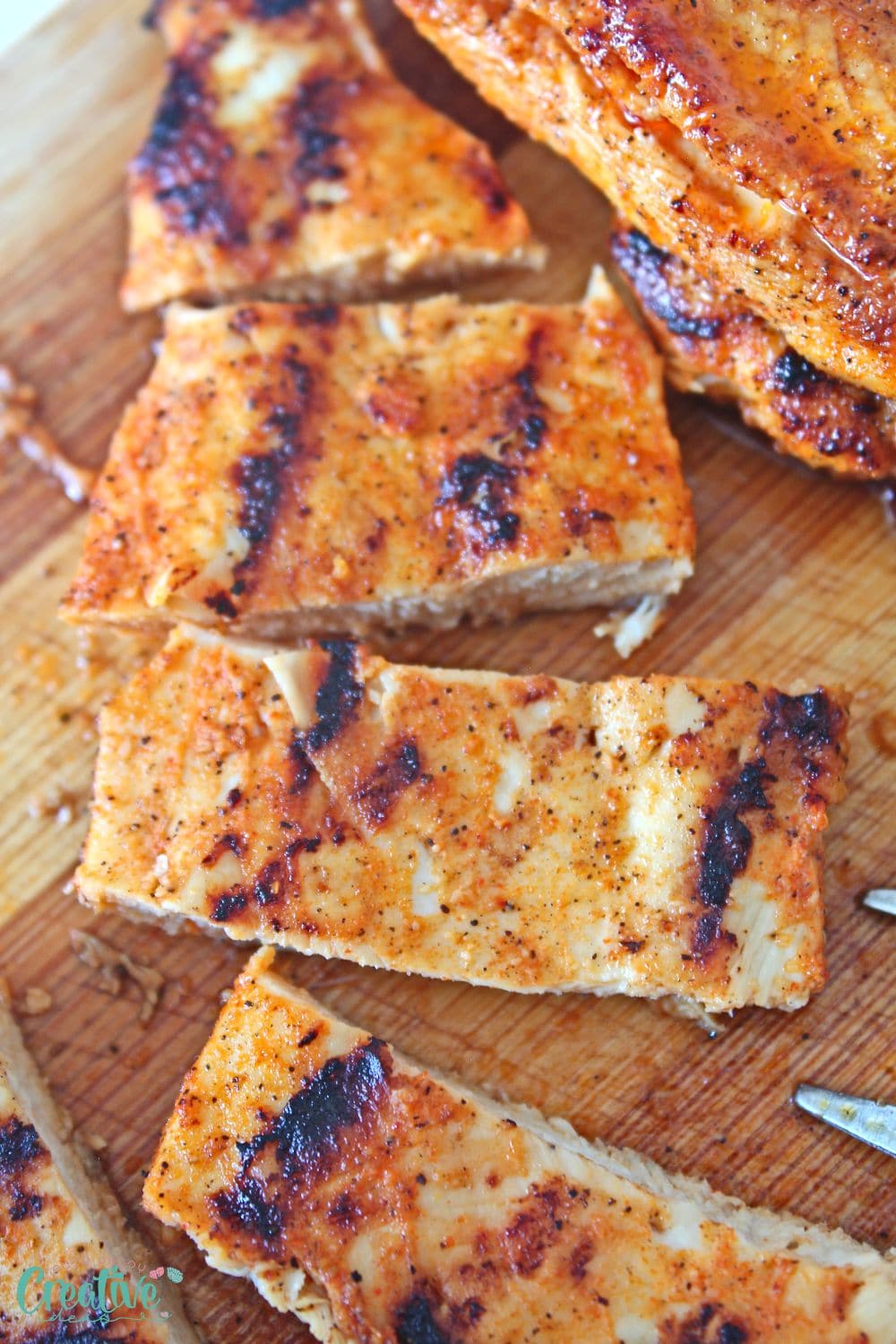 Image of sliced chicken cooked in grilled chicken breast marinade