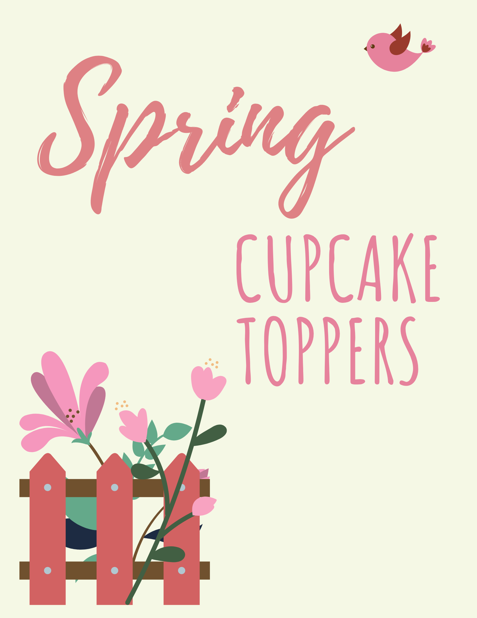Spring cupcake toppers to print at home