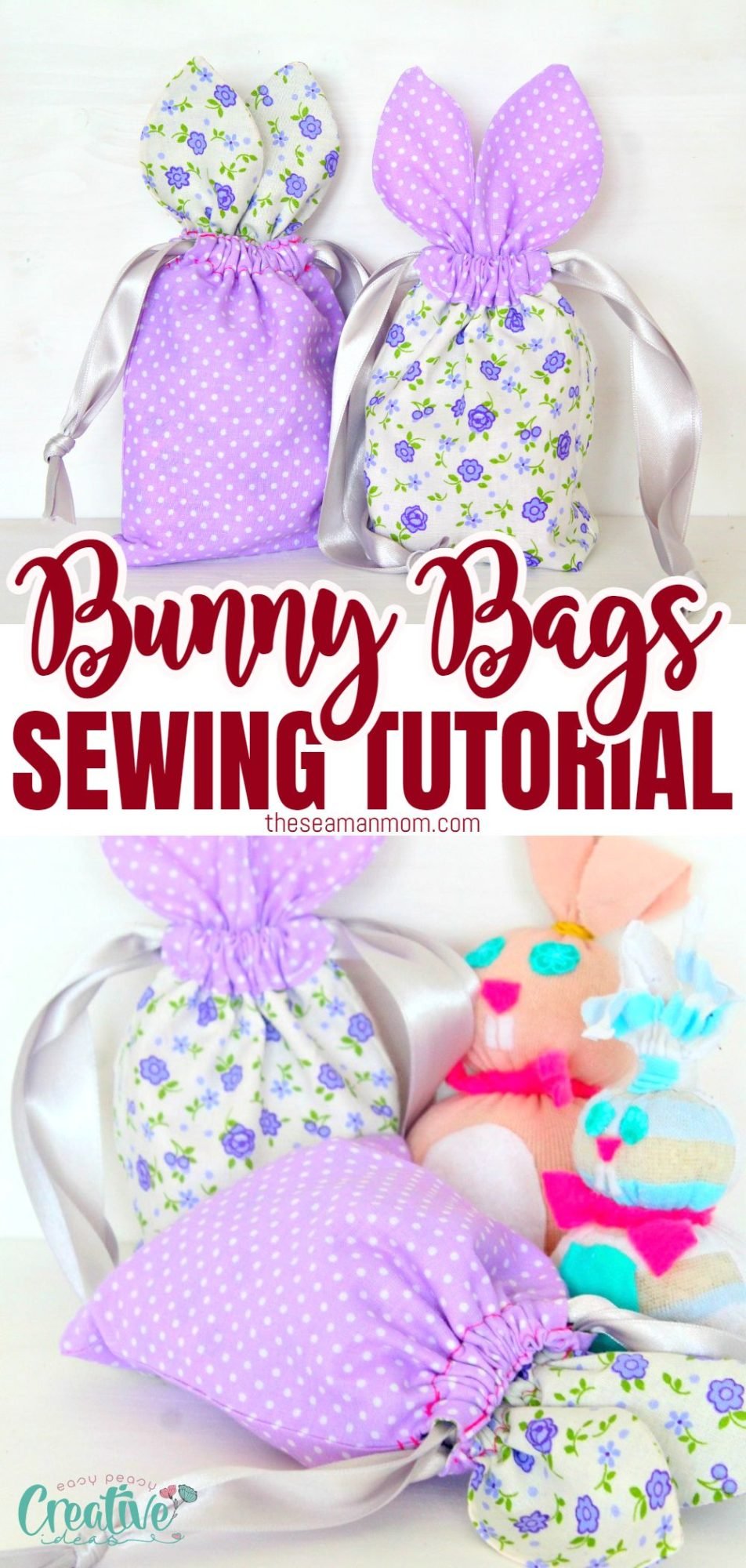 Photo collage of diy bunny bags