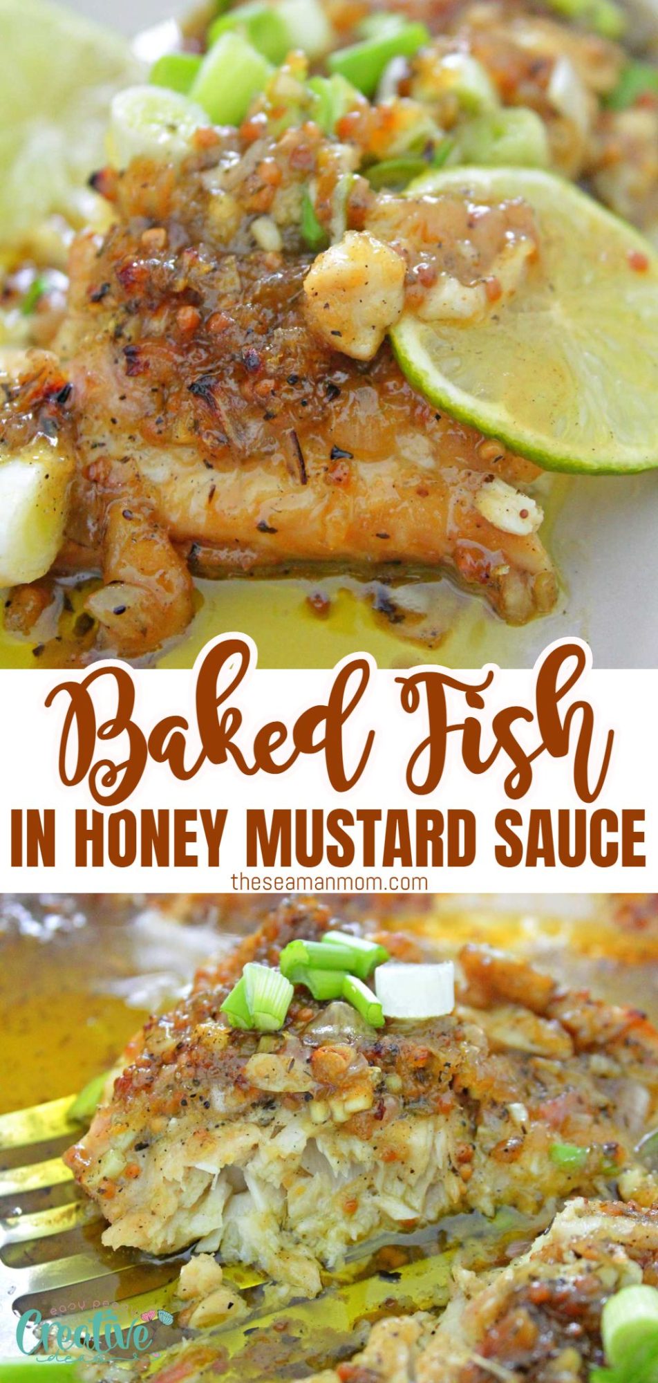 Photo collage of honey mustard fish