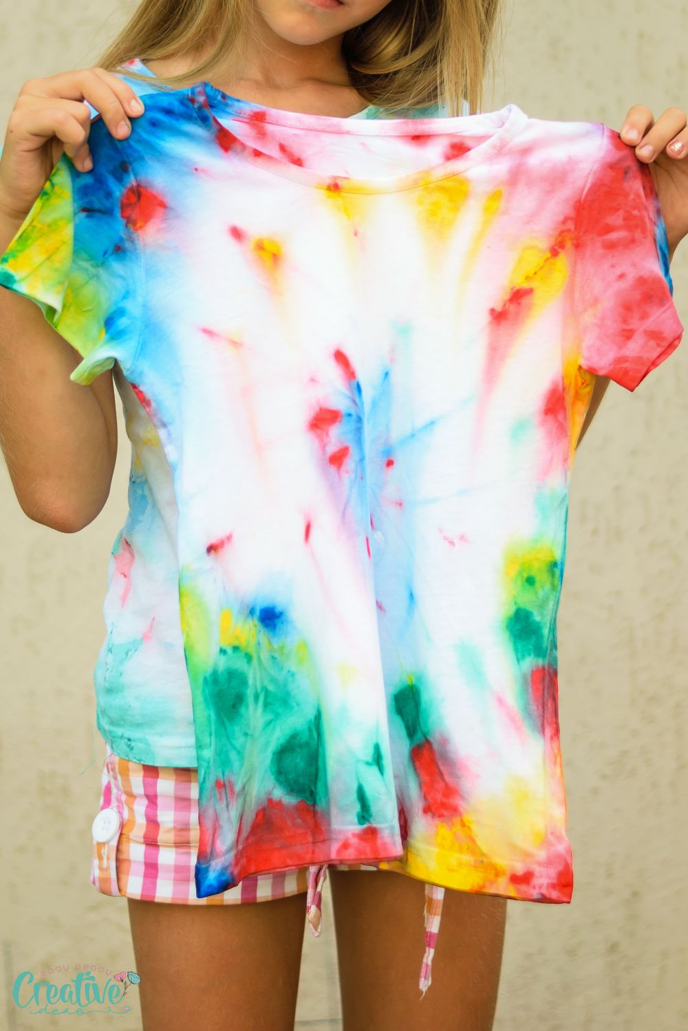 Tie dyeing technique on a t-shirt
