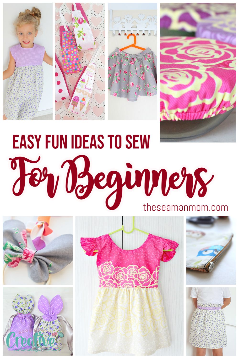 Photo collage of easy and fun beginner sewing projects