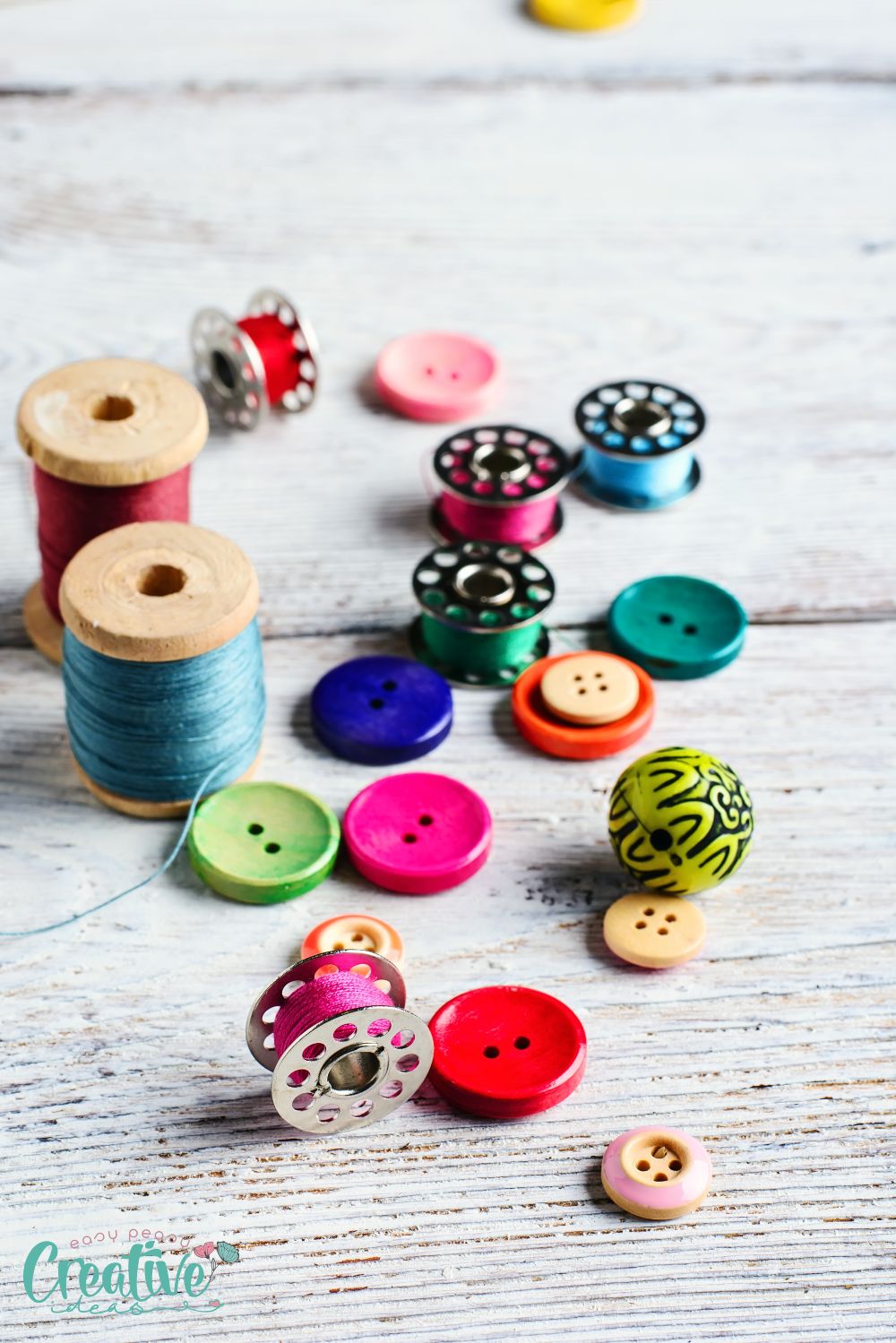 Image of different types of buttons for sewing