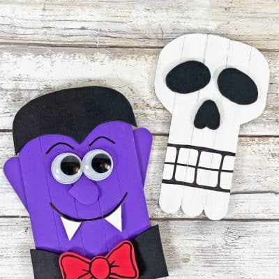 Dracula & Skull Dollar Tree Halloween crafts with popsicle sticks