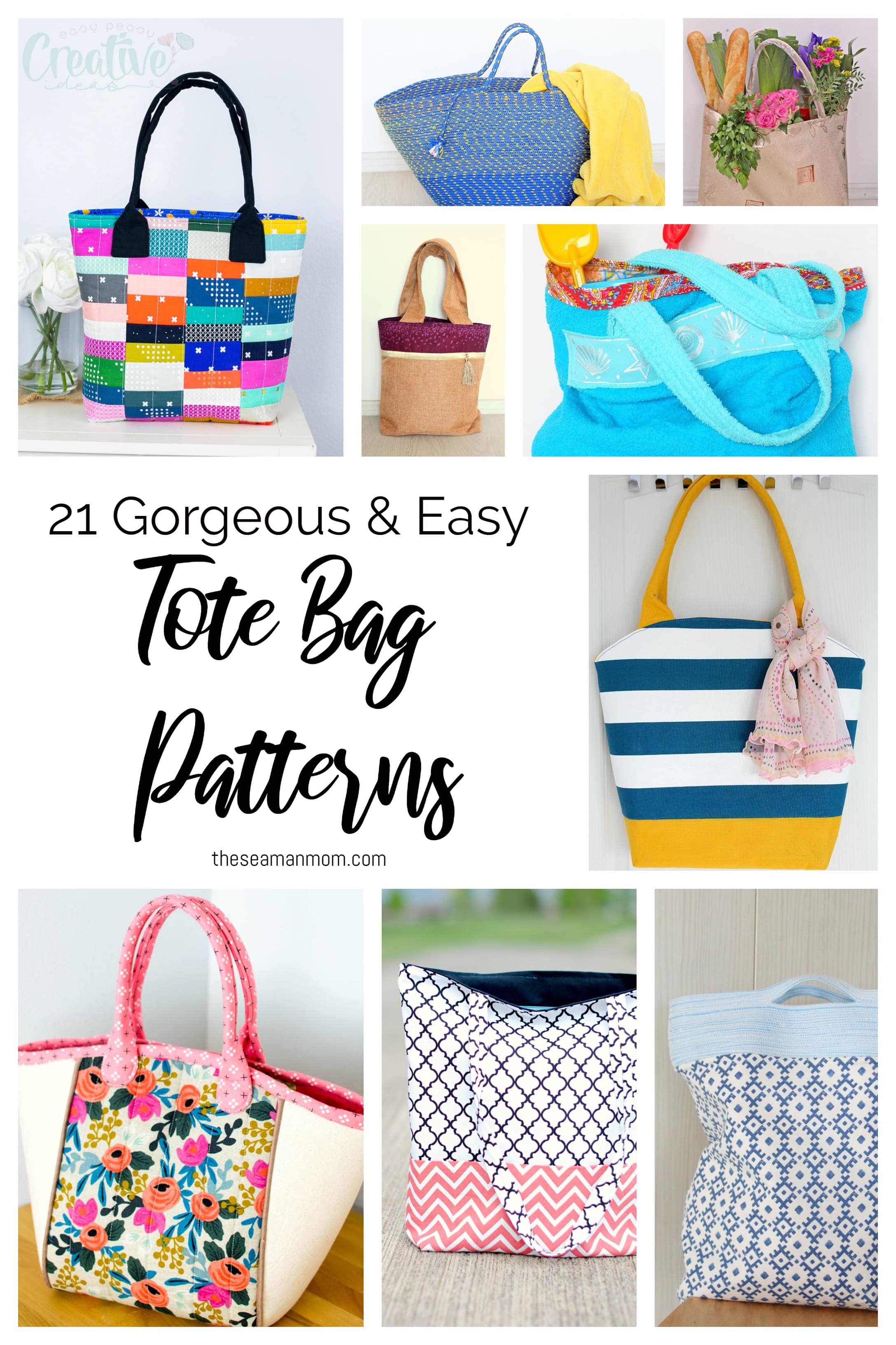 Fabric bags that you can make in a few hours? These tote bag patterns are simple to sew, attractive, and useful! While some of the designs are a little more challenging, many of these handcrafted tote bags are fantastic for a first-time sewist!

 via @petroneagu