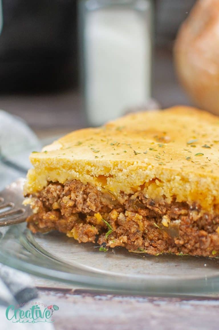 Air fryer Sloppy Joe cornbread casserole